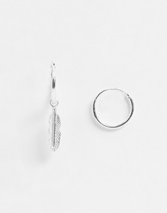 Серебряные серьги-кольца с перьями Status Syndicate-Серебристый