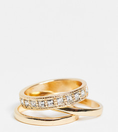Золотистое кольцо в винтажном стиле с камнями в комплекте с бескаменками Reclaimed Vintage Inspired-Золотистый