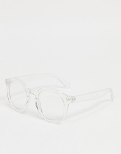 Круглые очки с защитой от синего света в прозрачной оправе Jeepers Peepers-Прозрачный