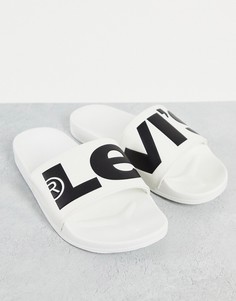 Белые шлепанцы с рифленым логотипом Levis-Белый