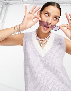 Сиреневая меланжевая майка с V-образным вырезом Topshop-Фиолетовый цвет
