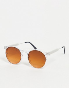 Солнцезащитные очки унисекс в круглой прозрачной оправе с коричневыми линзами Spitfire Post Punk-Прозрачный