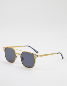 Солнцезащитные очки-авиаторы унисекс из комбинированных металлов золотистого цвета с серебристыми элементами Spitfire Grit-Золотистый