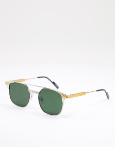 Круглые солнцезащитные очки унисекс в серебристой оправе с зелеными линзами Spitfire Grit-Серебристый