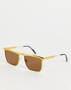 Квадратные солнцезащитные очки в стиле унисекс с коричневыми линзами в золотистой оправе Spitfire PK90-Золотистый