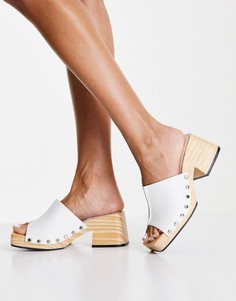 Белые кожаные мюли-клоги на среднем каблуке Topshop Rosie-Белый