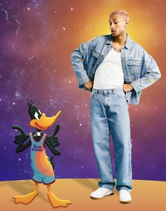 Джинсовая oversized-куртка в стиле вестерн с принтом логотипа ASOS DESIGN Space Jam: A New Legacy-Черный