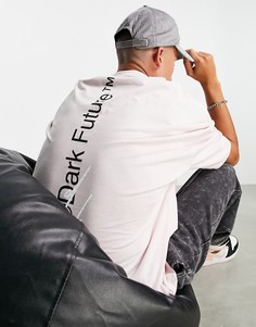 Розовая футболка из органического хлопка в стиле oversized с принтом логотипа ASOS Dark Future-Розовый цвет