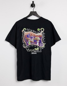 Черная футболка с принтом грибов на спине Vintage Supply-Черный цвет
