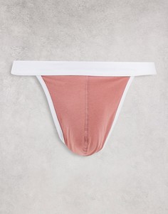 Коричневые стринги с контрастным поясом ASOS DESIGN-Коричневый цвет