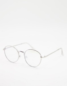 Круглые очки с защитой от синего света в серебристой оправе Jeepers Peepers-Серебристый
