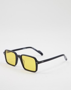 Черные квадратные солнцезащитные очки унисекс с желтыми линзами Spitifre Cut Thirty Two-Черный цвет Spitfire