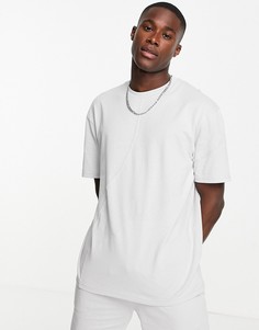 Серая oversized-футболка с контрастной строчкой Topman-Серый