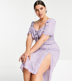 Фиолетовое платье в деревенском стиле с леопардовым принтом Missguided Plus-Фиолетовый цвет