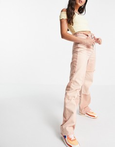 Розовые джинсы в стиле пэчворк от комплекта Topshop Kort-Розовый цвет