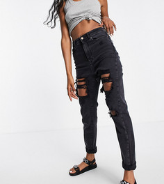 Черные джинсы в винтажном стиле со рваной отделкой New Look Tall-Черный цвет