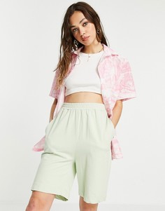 Розовая рубашка из туали с принтом Topshop-Розовый цвет