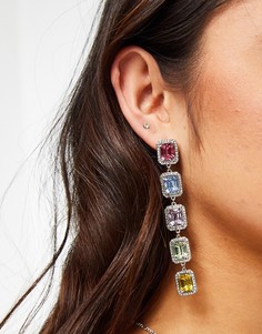 Серьги-подвески с паве из радужных кристаллов Topshop-Золотистый