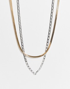 Ожерелье в несколько рядов River Island-Золотистый