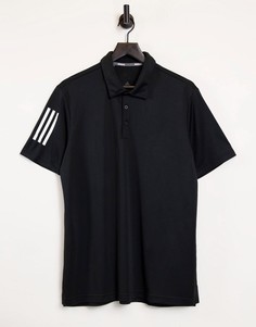 Черная футболка-поло с 3 полосками adidas Golf-Черный цвет