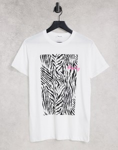 Белая футболка с графическим принтом «зебра» Replay-Белый