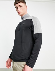 Черно-серый топ с короткой молнией adidas Golf-Черный цвет