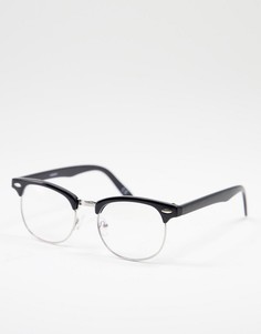 Черные солнцезащитные очки в стиле ретро с линзами голубоватого цвета ASOS DESIGN-Черный цвет