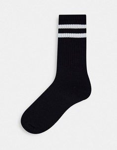 Черно-белые носки с полосками Topman-Белый