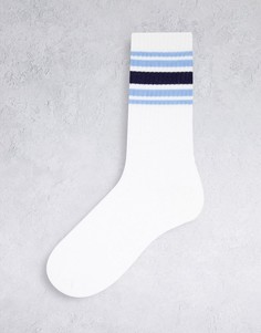 Носки в полоску голубого цвета Topman-Белый
