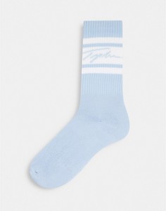 Голубые носки с логотипом-подписью Topman-Голубой