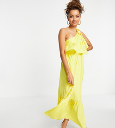 Платье миди лимонного цвета на одно плечо Y.A.S Petite-Желтый
