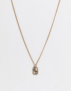 Золотистое ожерелье-цепочка с T-образным ремешком и подвеской с тиснением в виде леопарда WFTW-Золотистый
