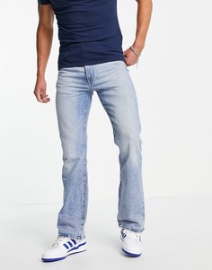 Голубые винтажно-выбеленные джинсы с легким клешем Levis-Голубой