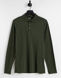 Облегающая футболка-поло цвета хаки с длинными рукавами Burton-Зеленый цвет