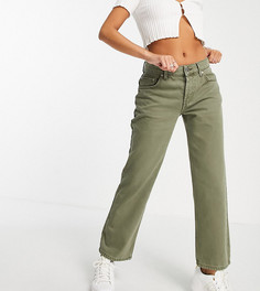 Прямые джинсы цвета хаки с заниженной талией ASOS DESIGN Petite-Зеленый цвет