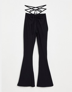 Эксклюзивные черные брюки клеш с завязками вокруг талии Missy Empire Not So Basic-Черный цвет Missyempire