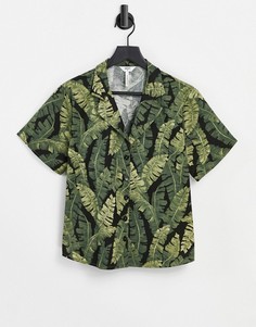Рубашка с пальмовым принтом от комплекта Object-Зеленый цвет