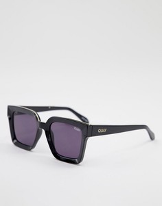 Черные большие квадратные солнцезащитные очки унисекс Quay X Maluma Fools Gold-Черный цвет