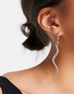 Золотистые серьги-подвески со змейкой из мозаики Topshop-Золотистый