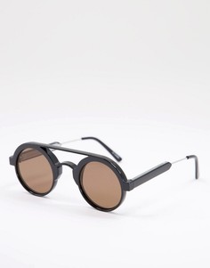 Круглые солнцезащитные очки унисекс в черной оправе с коричневыми линзами Spitfire Ambient-Черный