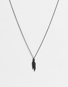 Ожерелье с подвеской в виде перьев River Island-Черный цвет
