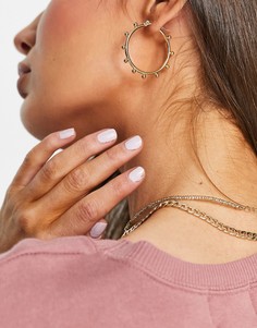 Золотистые серьги-кольца с оригинальным дизайном SVNX-Золотистый