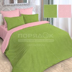 Постельное белье Love Story 2-спальное полисатин жаккард (простыня 180х215 см, 2 наволочки 70х70 см, пододеяльник 175х215 см) розово-зеленое