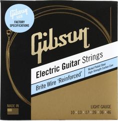SEG-BWR10 BRITE WIRE REINFORCED ELECTIC GUITAR STRINGS, LIGHT GAUGE Gibson