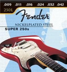 Super 250 Guitar Strings, Nickel Plated Steel, Ball End, 250L .009-.042, (6) Fender