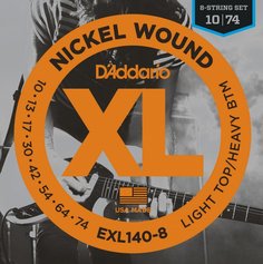 D&#039;ADDARIO EXL140-8 NICKEL WOUND 8-STRING LIGHT TOP/HEAVY BOTTOM 10-74 D'addario