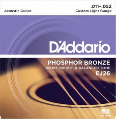 D&#039;ADDARIO EJ26 PHOSPHOR BRONZE CUSTOM LIGHT 11-52 D'addario