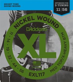 D&#039;ADDARIO EXL117 NICKEL WOUND MEDIUM TOP/EXTRA-HEAVY BOTTOM 11-56 D'addario