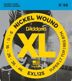 D&#039;ADDARIO EXL125 NICKEL WOUND SUPER LIGHT TOP/ REGULAR BOTTOM 9-46 D'addario