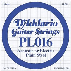 D&#039;ADDARIO PL016 Single Plain Steel 016 D'addario